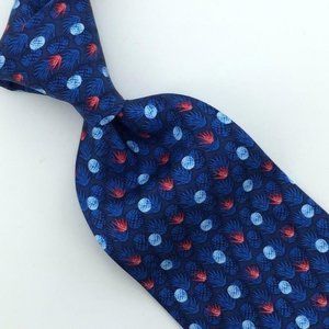 Pineda Covalin Tie Pineapple Fruit Polka Dot Blue Red Necktie Luxury Silk L5 NWT